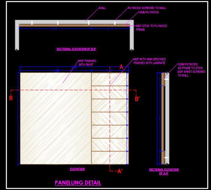 Wooden Wall Panelling DWG Detail for Interior Design